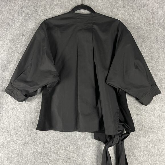 La Matta Suede Wrap Top Womens 4 Black Cotton Made in Italy Lagenlook Minimalist - Picture 11 of 15